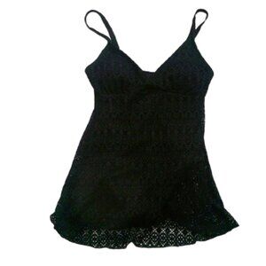 Alisha Levine Black  Crochet  Swimdress One Piece Size 10 New w/tags